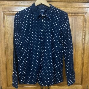 Chaps Dark Blue Shirt with White Dots